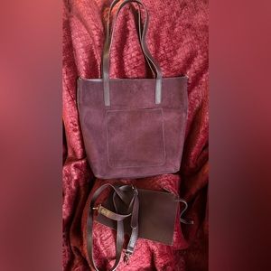 Suede tote bag
